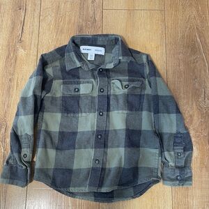 Old Navy Kids Olive and Black Checkered Shirt
